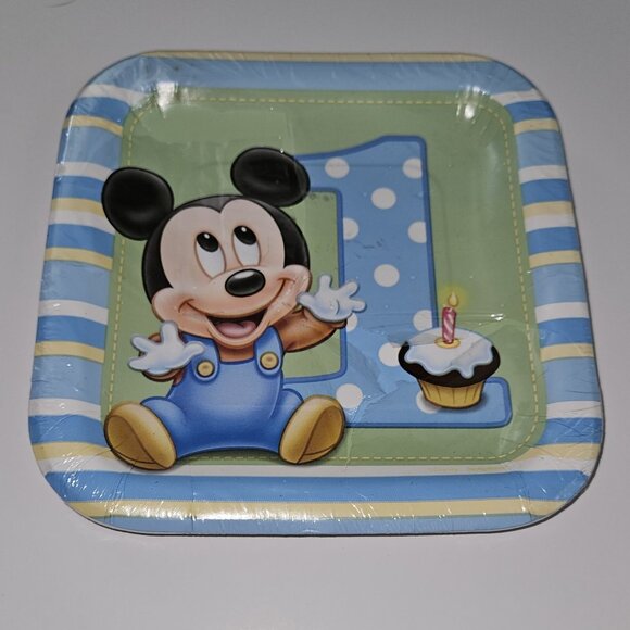 Plates Napkins Lot Disney Baby Mickey Mouse 1st Birthday Party Decor SEALED READ - Picture 6 of 11